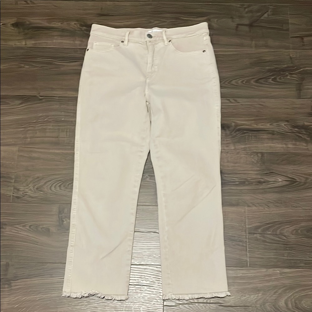 LOFT Light Tan High Waist Straight Leg Women's Jeans, Size 8